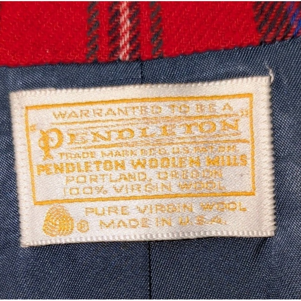 Vintage 1970s–80s Pendleton Red Tartan Plaid 100% Virgin Wool Blazer Size 14 USA - Picture 4 of 9